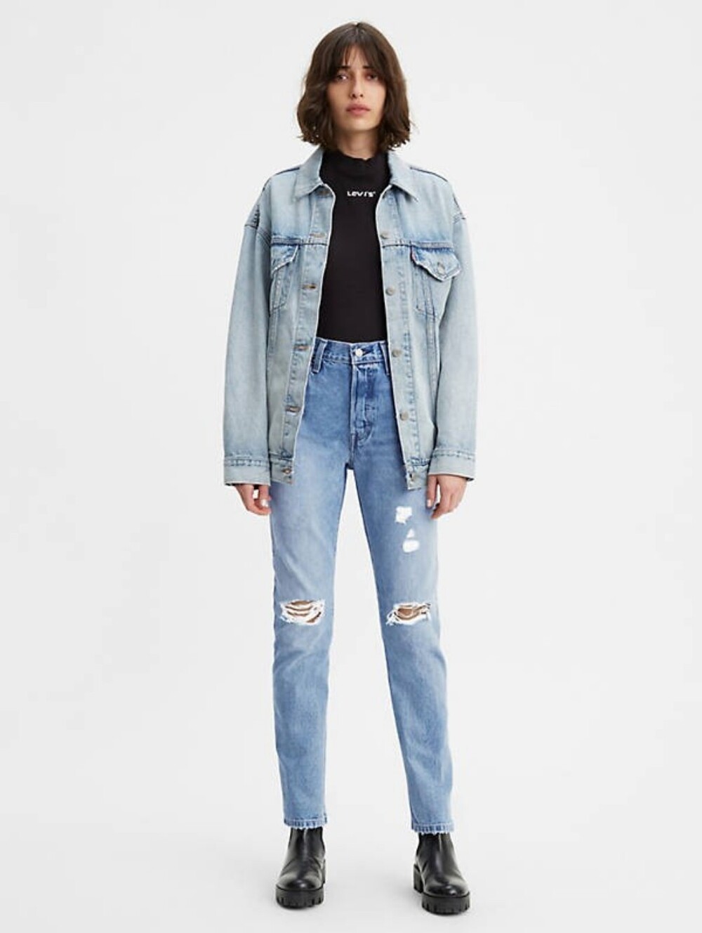 Levi's 501 Straight leg jeans Athens Crown Destruction distress women's 24 x 30
